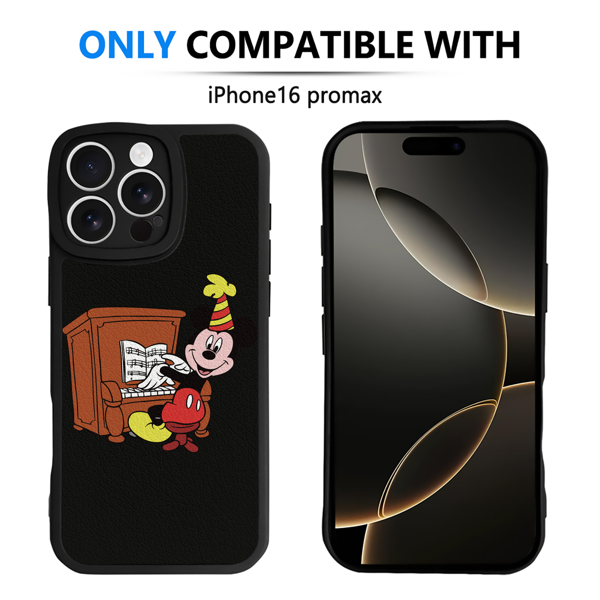 （画像用） ミッキーマウス Mickey Mouse 【iPhone 16シリーズ対応】シリコンスマホケース（レザー調） 材質：シリコン